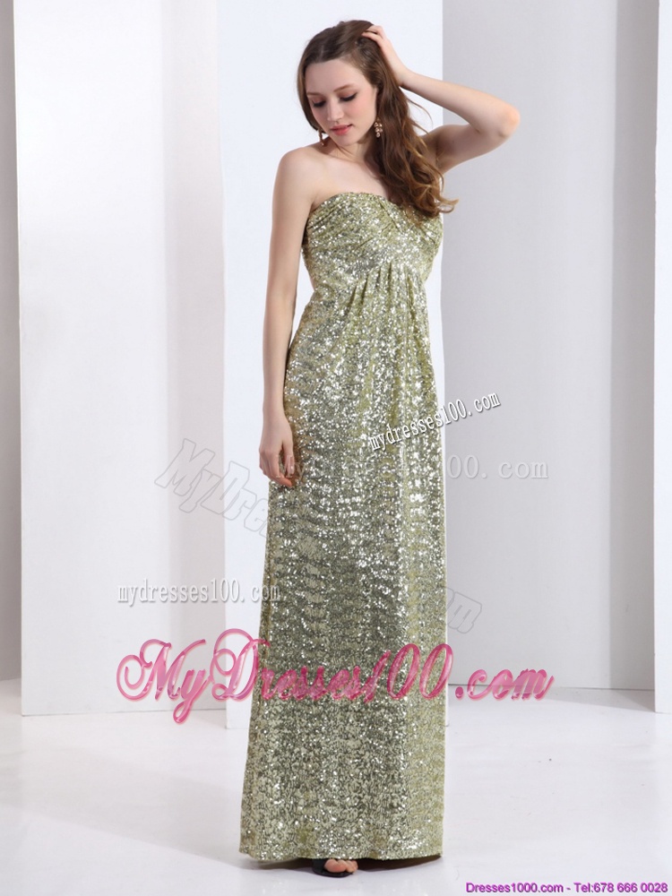 Exclusive One Shoulder Floor Length Sequined Evening Dress for 2016