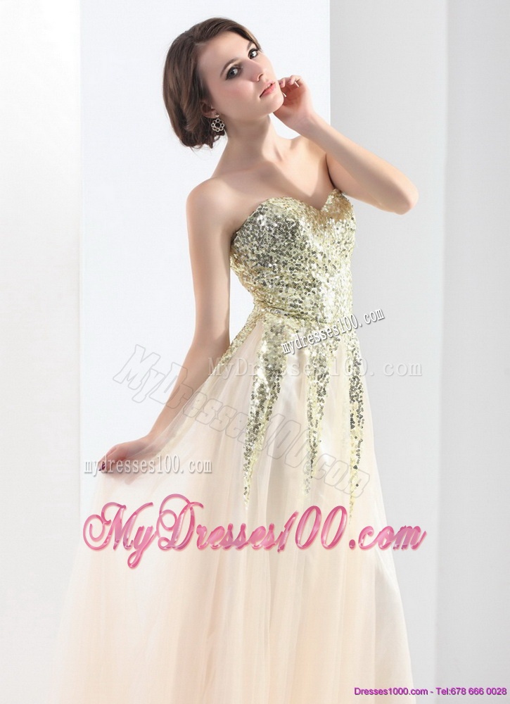 Exquisite 2016 Sweetheart Floor Length Evening Dress with Sequins