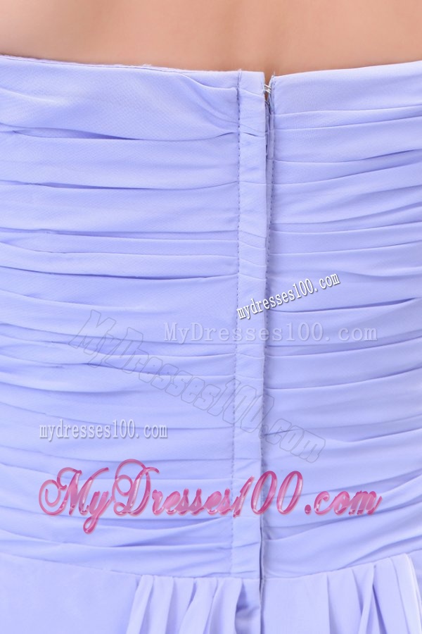Lavender Strapless Empire Appliques and Laciness Watteau Train Evening Dress