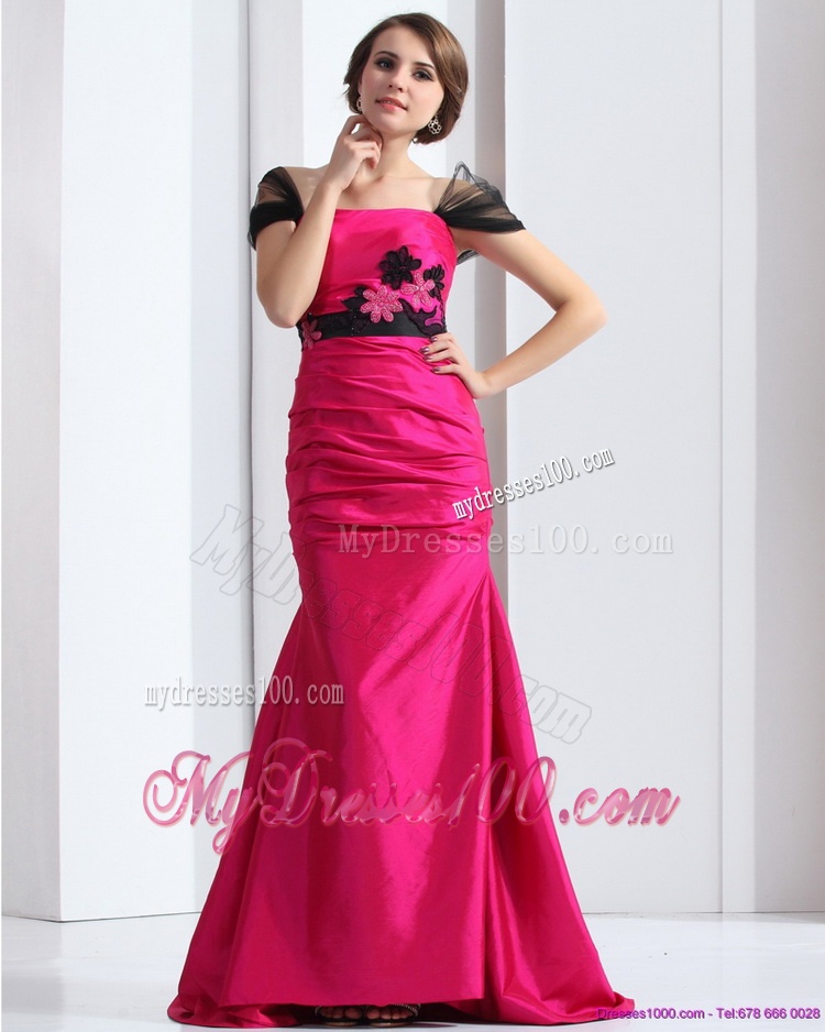 Luxurious Brush Train 2016 Evening Dress with Hand Made Flowers