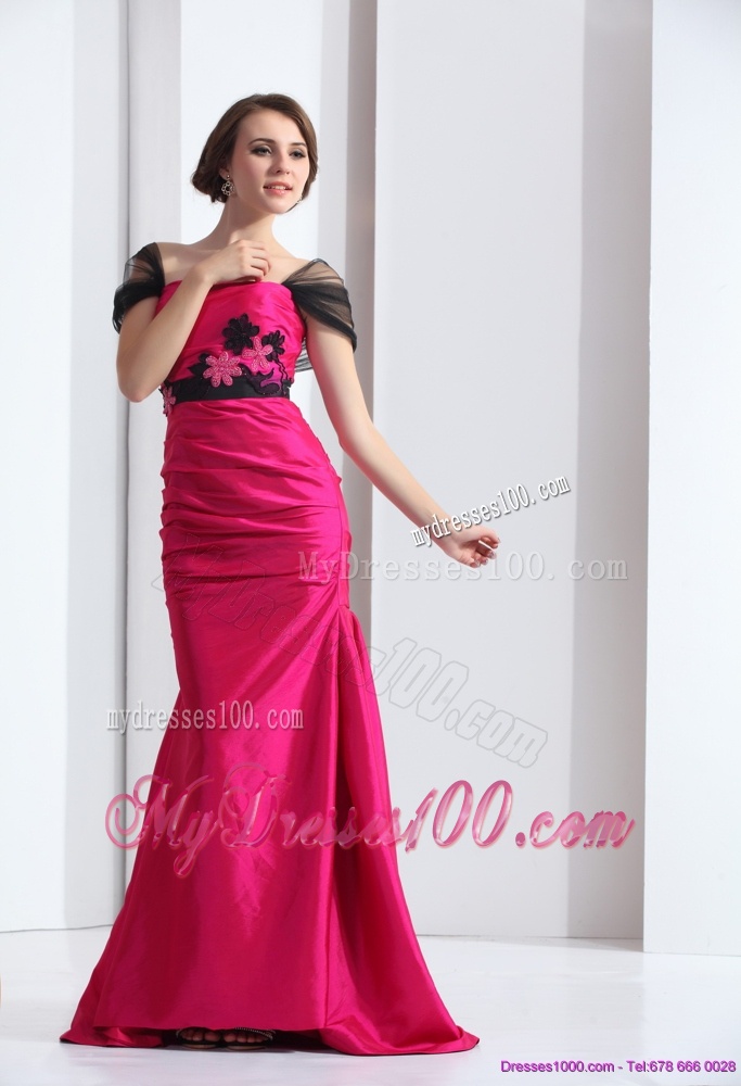 Luxurious Brush Train 2016 Evening Dress with Hand Made Flowers