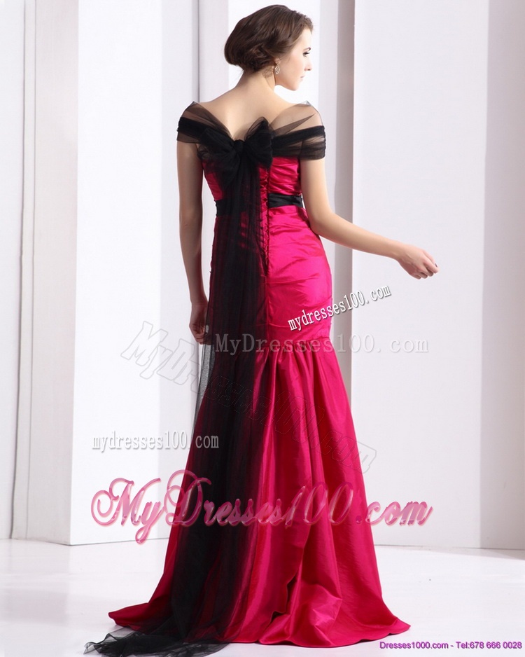 Luxurious Brush Train 2016 Evening Dress with Hand Made Flowers