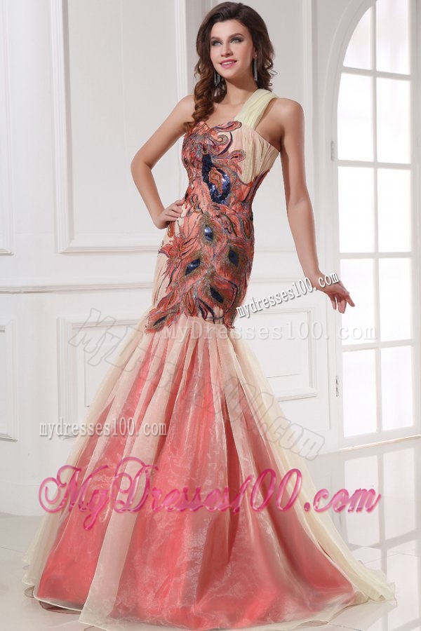 Mermaid One Shoulder Floor-length Evening Dress with Appliques