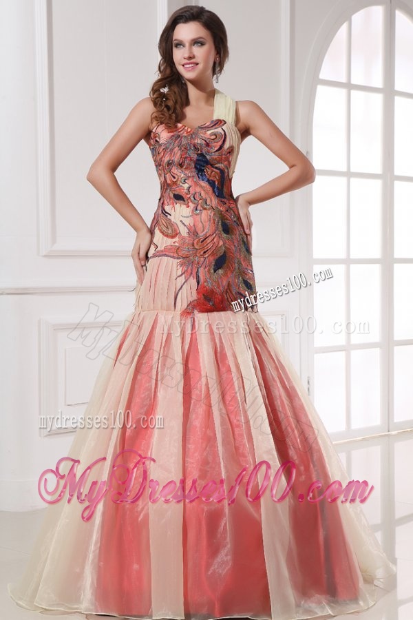 Mermaid One Shoulder Floor-length Evening Dress with Appliques