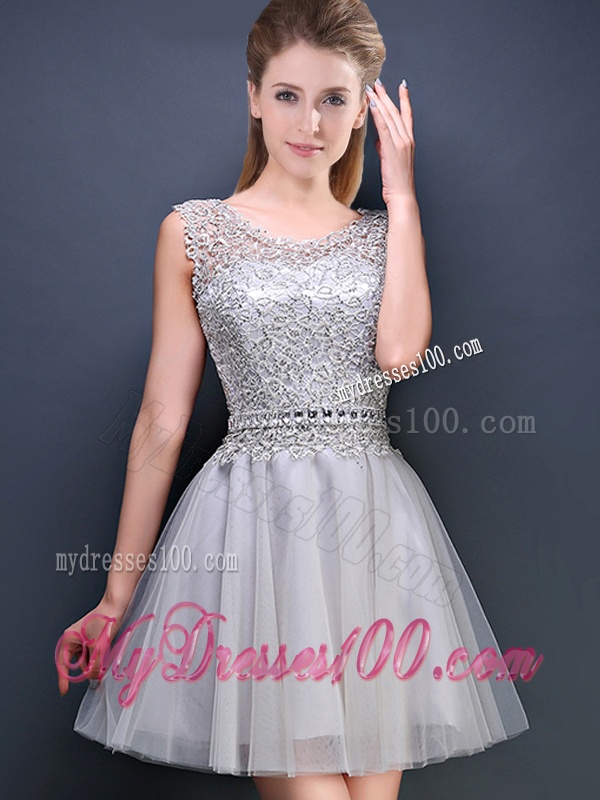 Perfect Mini Length Scoop Evening Dresses with Appliques