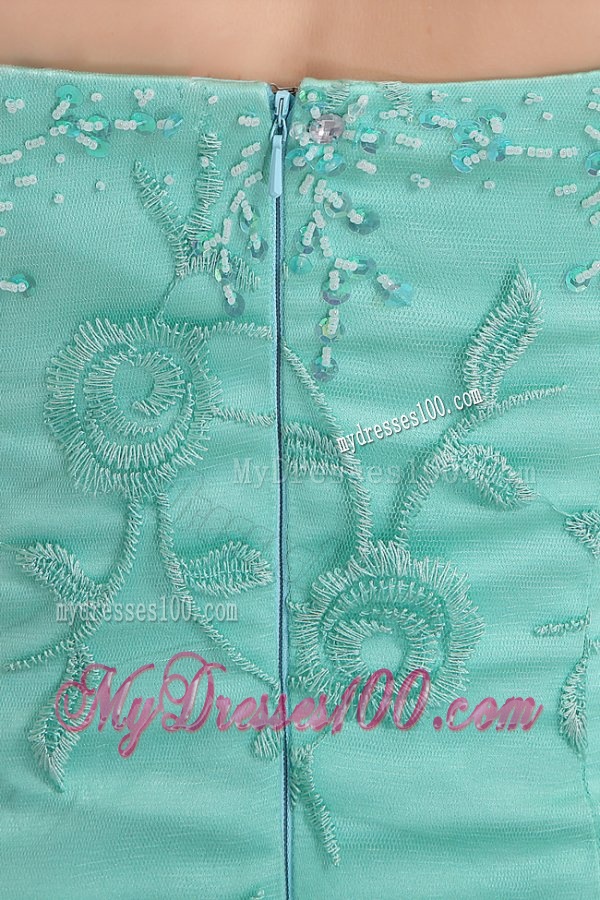 Sexy Mermaid Sweetheart Apple Green Embroidery Tulle Evening Dress with Brush Train