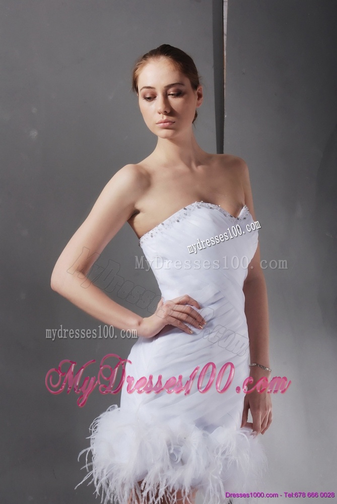 White Sweetheart Mini Length 2016 Evening Dresses with Ruching