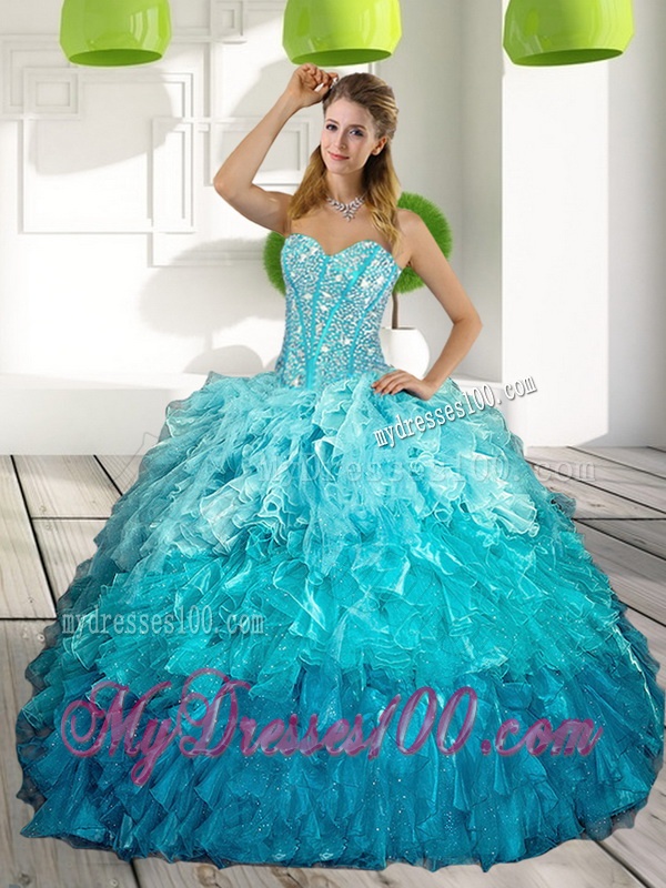 2016 Sweetheart Multi Color Quinceanera Gown with Ruffles and Beading