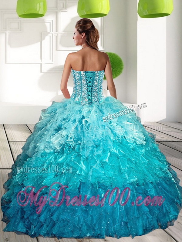 2016 Sweetheart Multi Color Quinceanera Gown with Ruffles and Beading