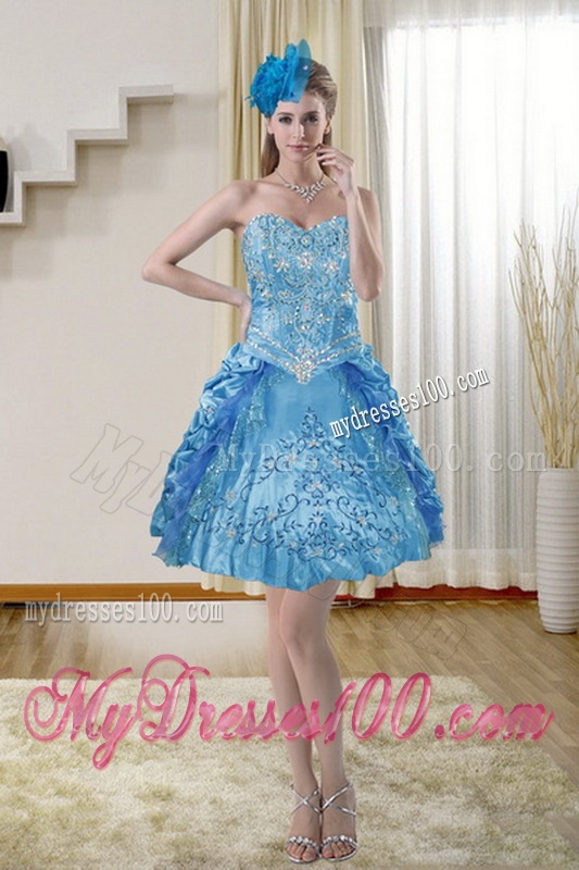 2016 Sweetheart Teal Quinceanera Gown with Embroidery and Pick Ups