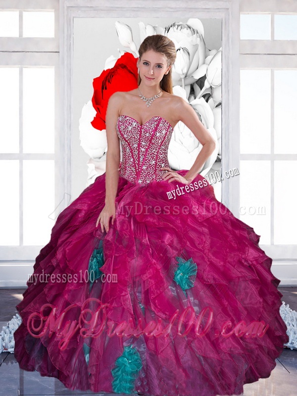 Beautiful Sweetheart Beading Multi Color 2016 Quinceanera Dress with Ruffles