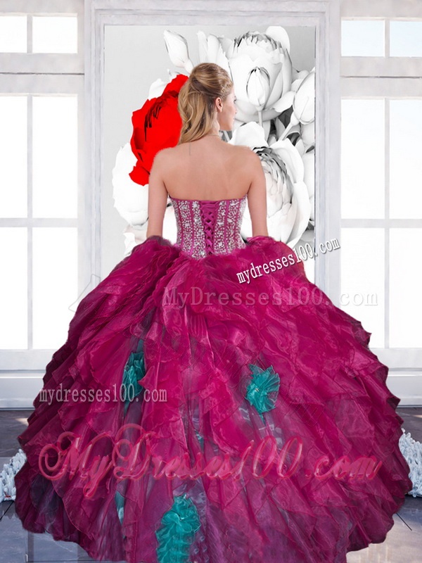 Beautiful Sweetheart Beading Multi Color 2016 Quinceanera Dress with Ruffles