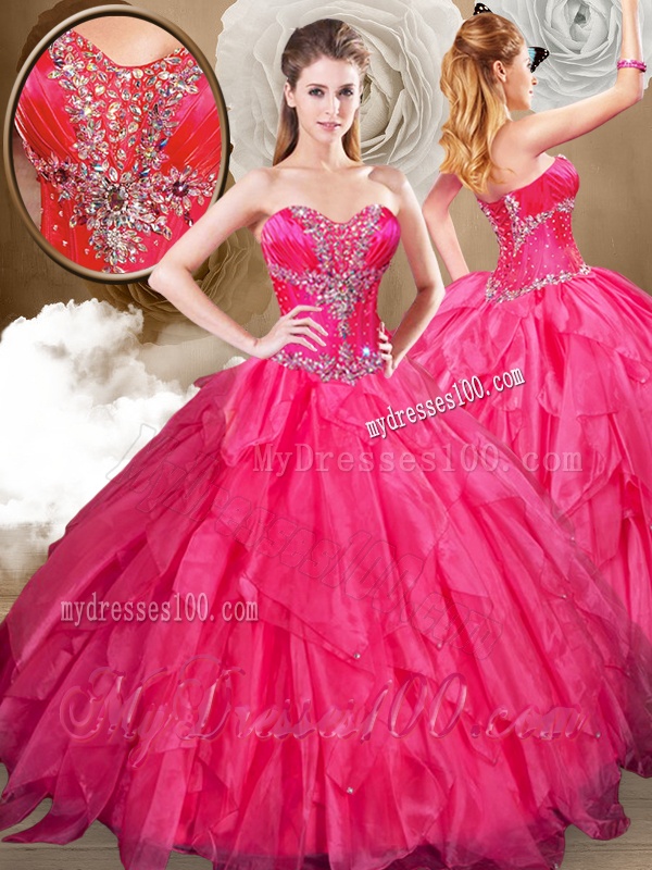 Best Sweetheart Ball Gown Sweet 16 Dresses with Beading and Ruffles