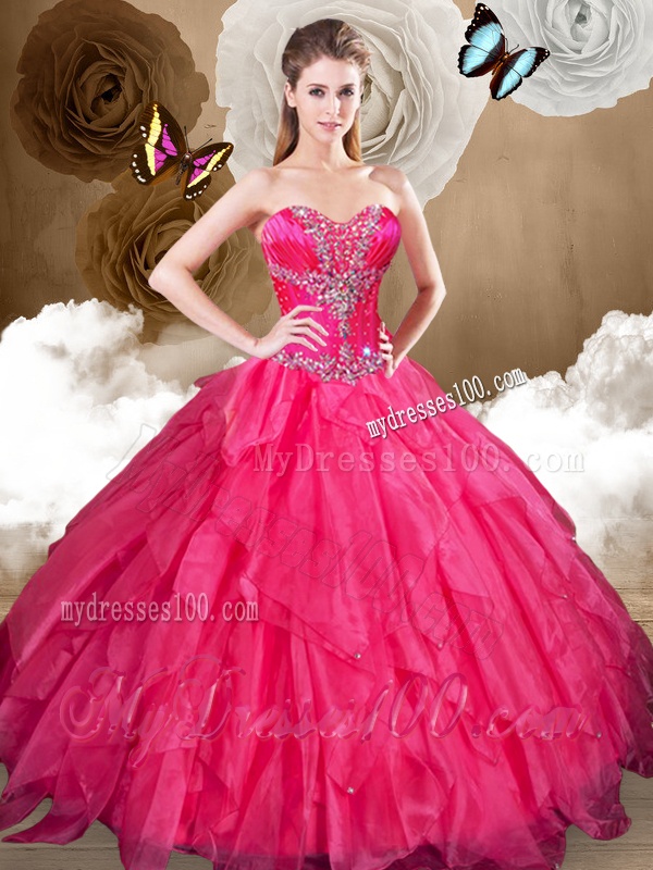 Best Sweetheart Ball Gown Sweet 16 Dresses with Beading and Ruffles