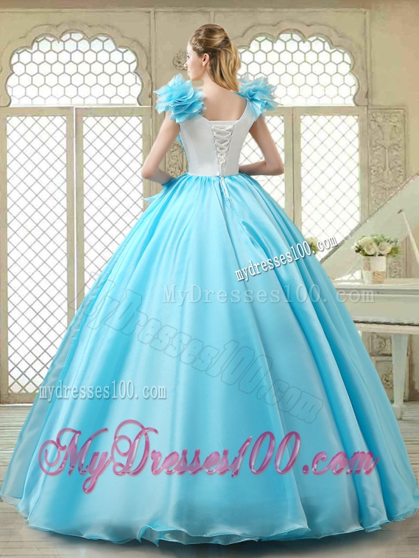 Cheap Aqua Blue Quinceanera Gowns with Appliques and Ruffles