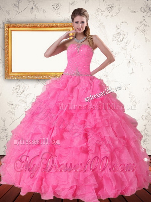 Fashionable Strapless Floor Length Quinceanera Dress with Beading and Ruffles