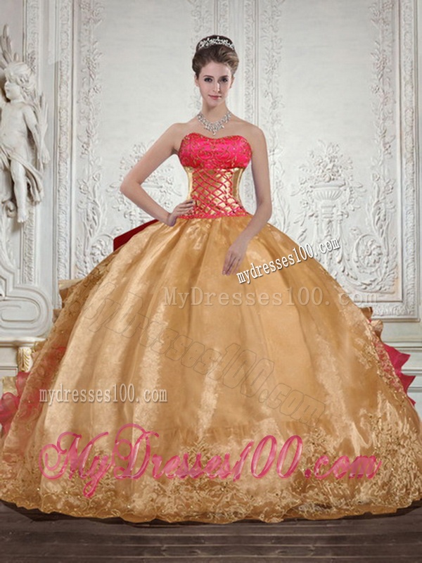 Luxurious Strapless Multi Color Quinceanera Dress with Beading and Embroidery