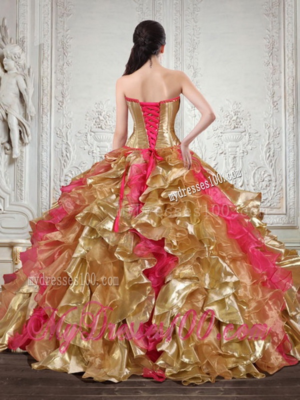 Luxurious Strapless Multi Color Quinceanera Dress with Beading and Embroidery