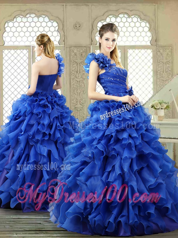 New Arrivals One Shoulder Ruffles Quinceanera Gowns for 2016