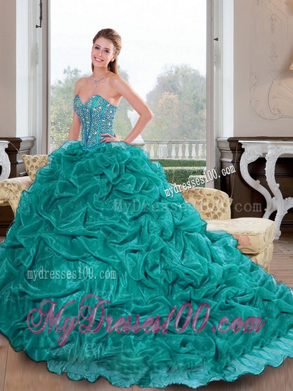 Popular 2016 Sweetheart Quinceanera Dresses with Beading and Pick Ups