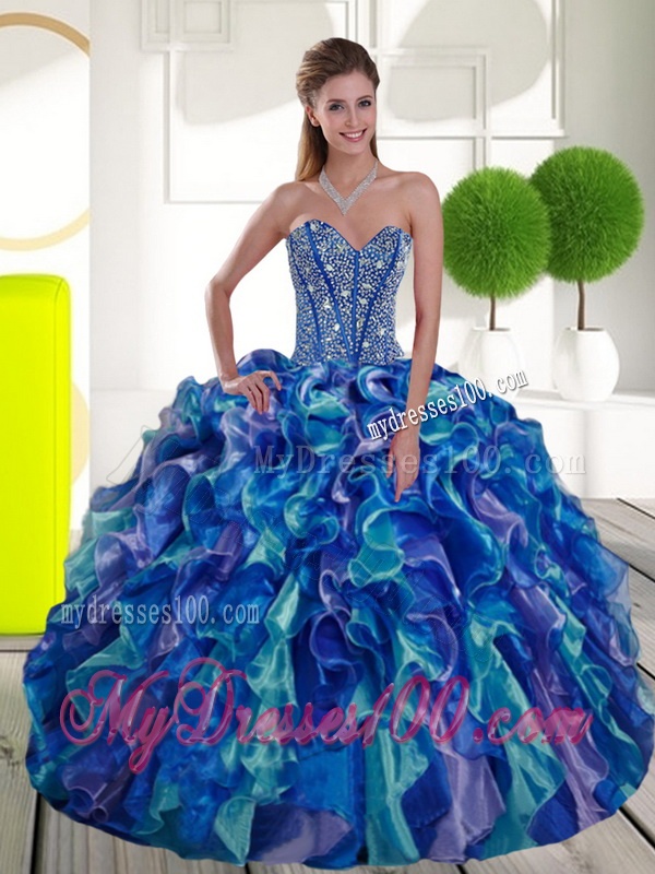 Remarkable Beading and Ruffles 2016 Sweet 15 Dresses in Multi Color