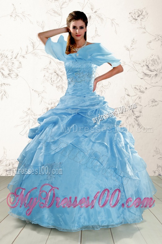2016 Hot Sale Appliques Quinceanera Dresses in Aqua Blue