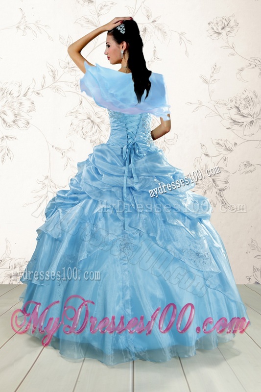 2016 Hot Sale Appliques Quinceanera Dresses in Aqua Blue