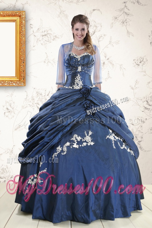 Perfect Sweetheart Navy Blue Quinceanera Dresses with Wraps