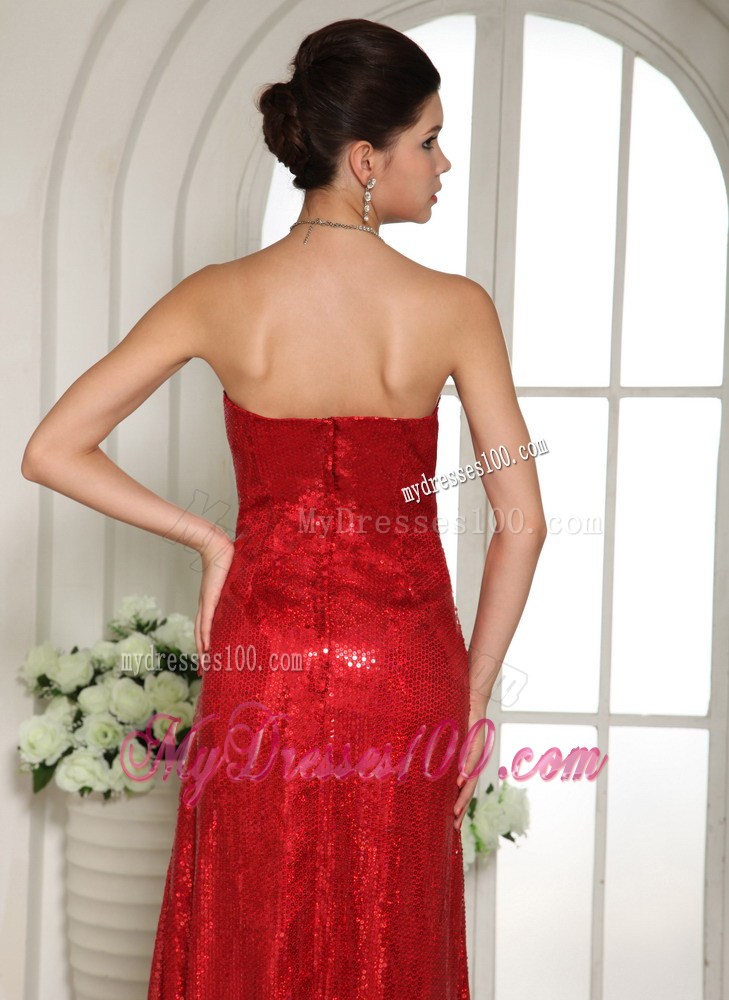 Custom Made Slit Paillette Over Skirt 2013 Celebrity Prom Celebrity Dress With Red