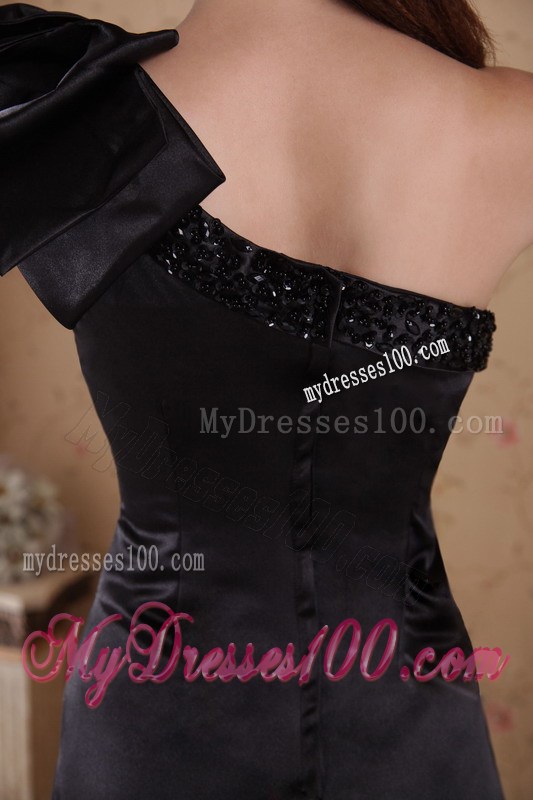 Luxurious black A-line / Princess One Shoulder Court Train Prom / Celebrity Dress