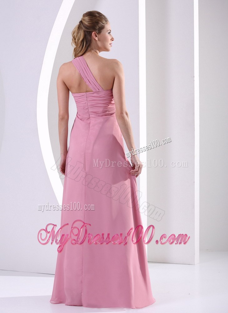 Rose Pink One Shoulder 2013 Prom Celebrity Dress With Beading