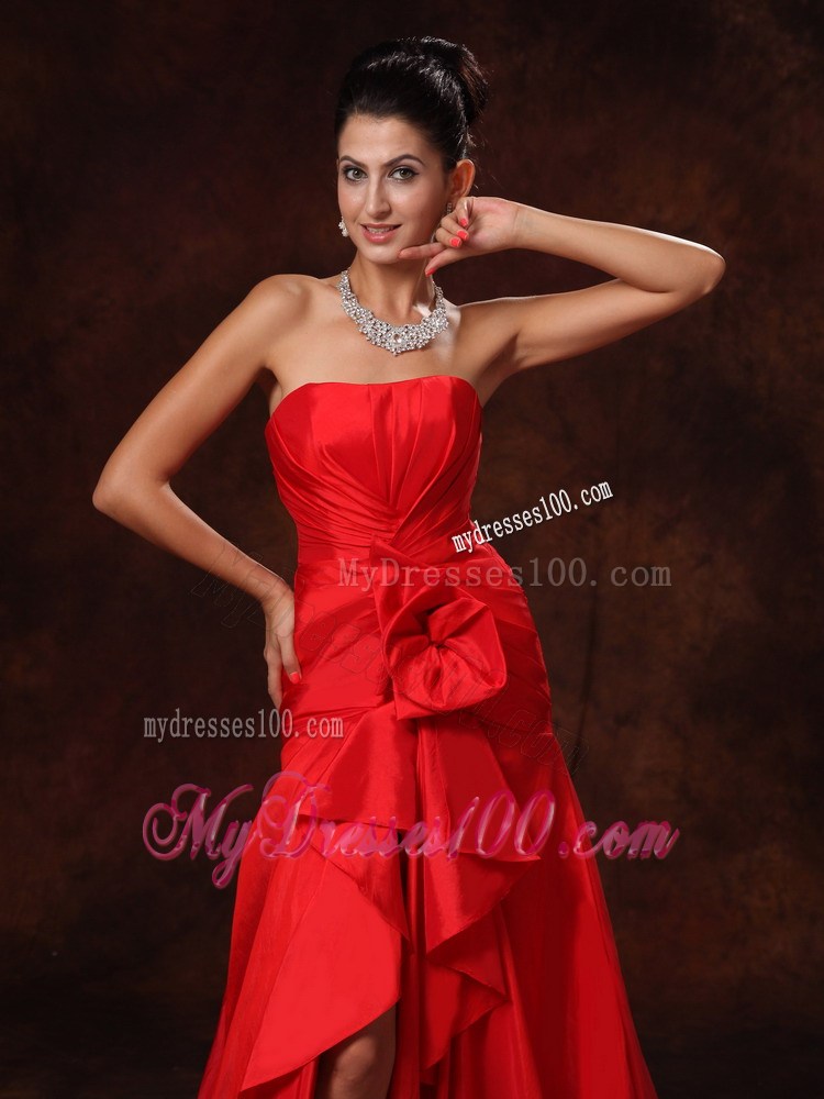 High Slit Column Strapless Celebrity Brush / Sweep Train Ruched 2013 Prom Dress