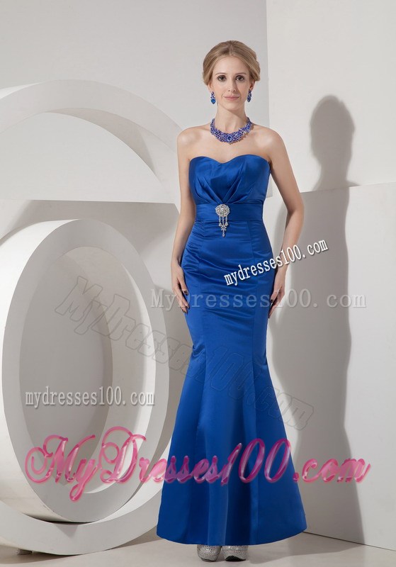 Modest Mermaid Sweetheart Beading Ankle-length Royal Blue Celebrity Dress
