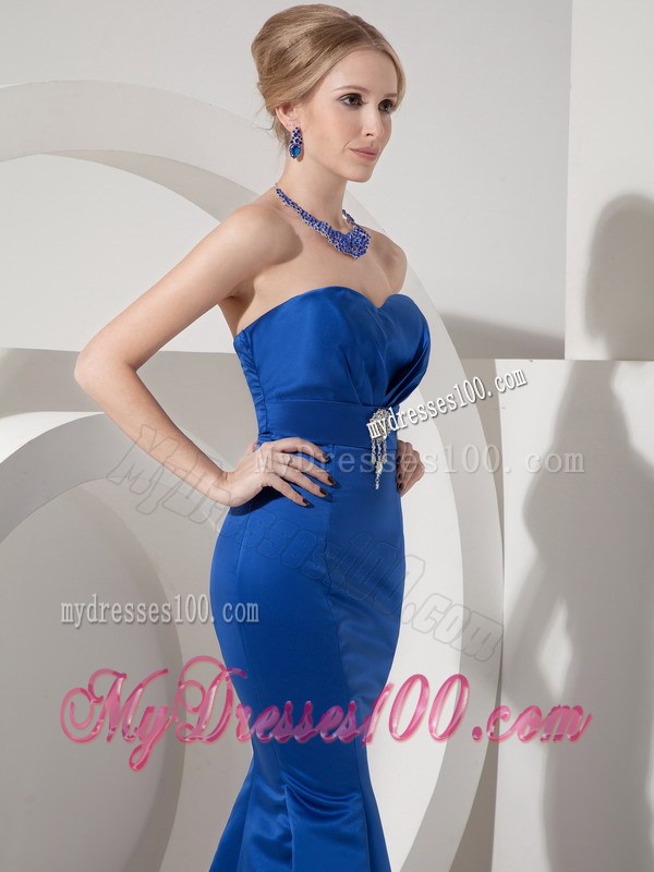 Modest Mermaid Sweetheart Beading Ankle-length Royal Blue Celebrity Dress