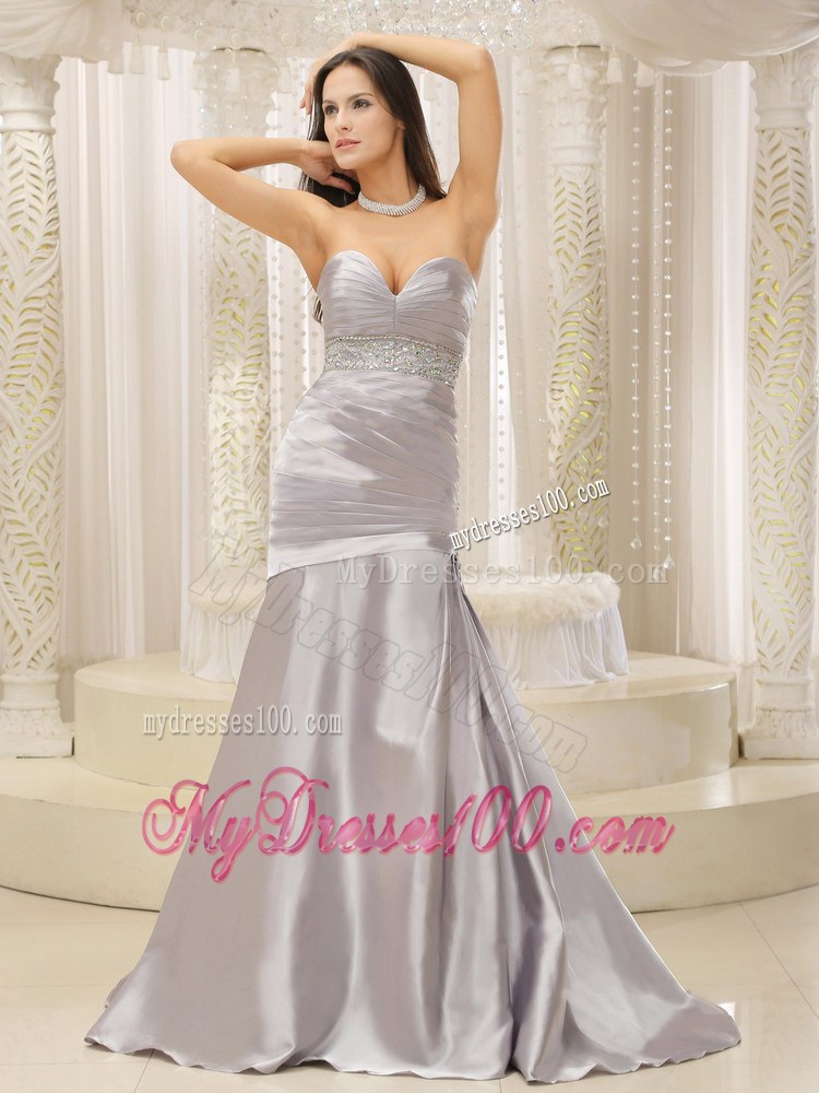Modest Mermaid Sweetheart Ruched Bodice Beaded Decorate Celebrity Dress