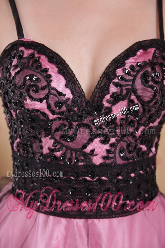 Rose Pink Princess Spaghetti Straps Floor-length Celebrity Dress
