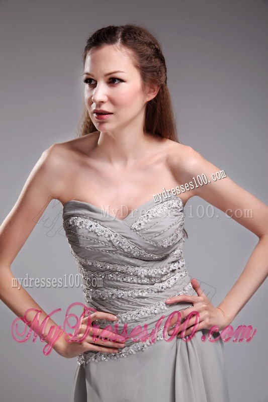 Empire Sweetheart Brush Train Appliques Grey Prom Celebrity Dress 2013