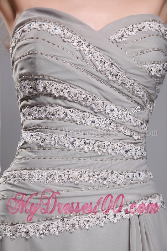Empire Sweetheart Brush Train Appliques Grey Prom Celebrity Dress 2013