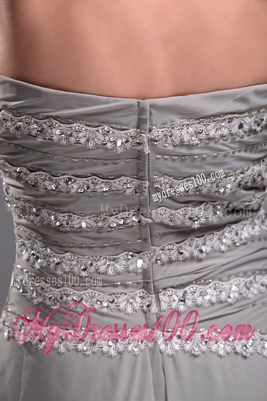 Empire Sweetheart Brush Train Appliques Grey Prom Celebrity Dress 2013