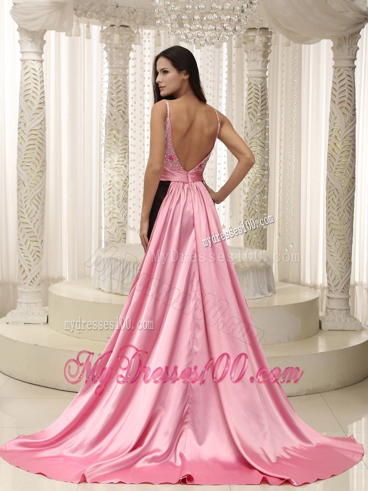 High-Slit Straps Beaded Decorate Bust Ruched 2013 Celebrity Dress