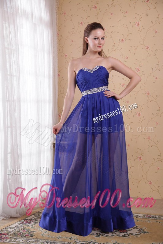 Royal Blue Empire Sweetheart Beading and Ruched Prom Celebrity Dress