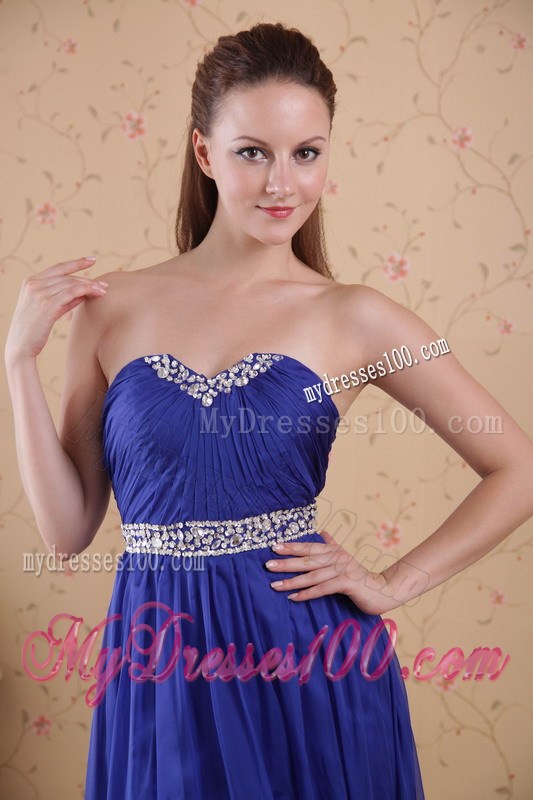 Royal Blue Empire Sweetheart Beading and Ruched Prom Celebrity Dress
