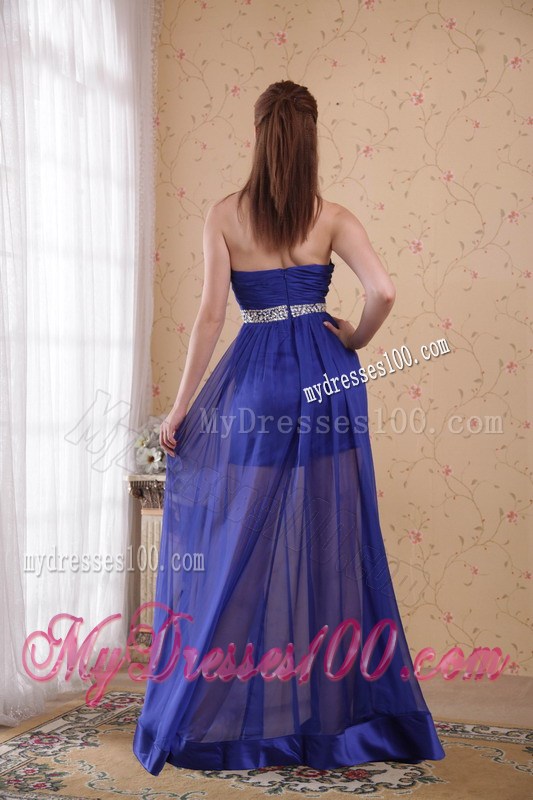Royal Blue Empire Sweetheart Beading and Ruched Prom Celebrity Dress