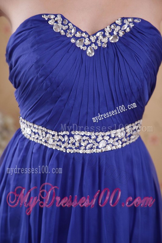 Royal Blue Empire Sweetheart Beading and Ruched Prom Celebrity Dress
