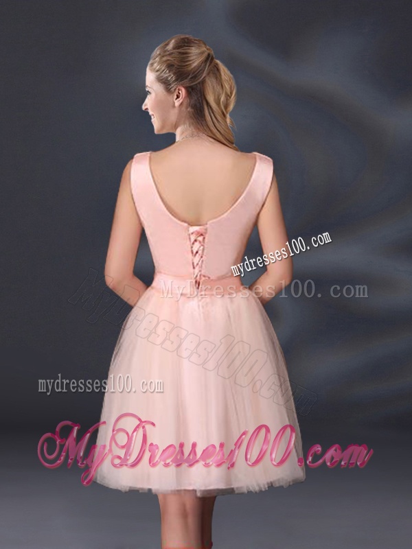2016 Sweet Belt Mini Length Bridesmaid Dresses with V Neck