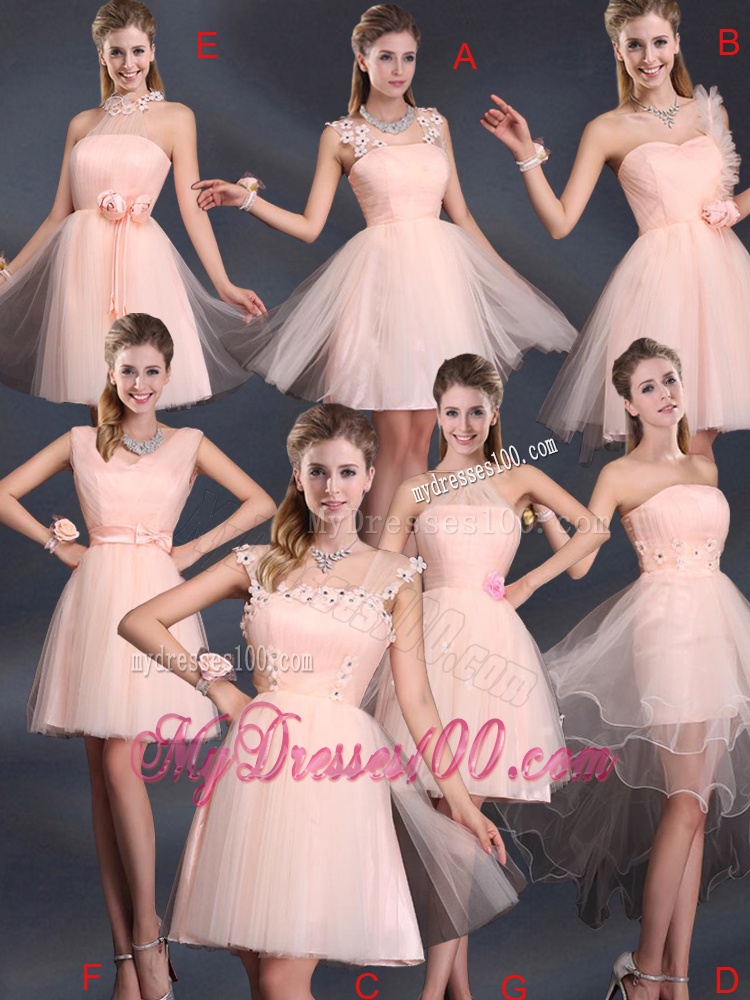 2016 Sweet Belt Mini Length Bridesmaid Dresses with V Neck