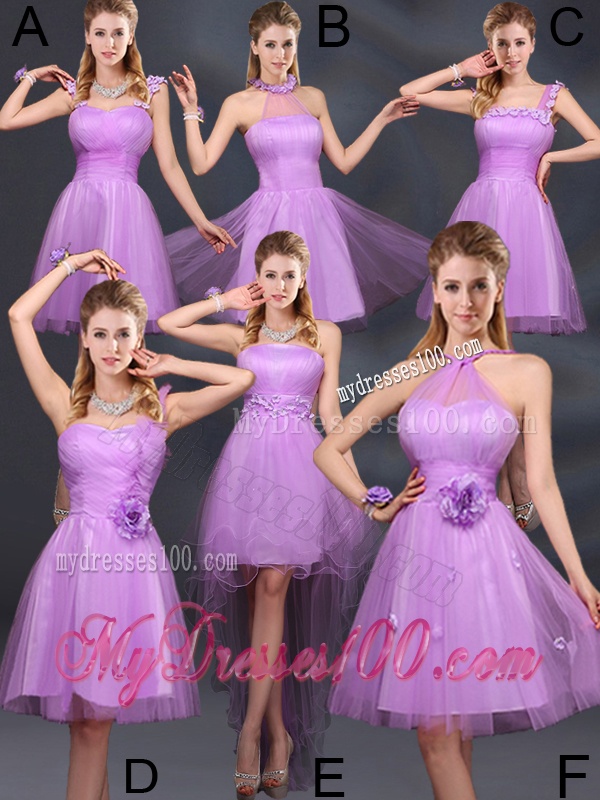 A Line Straps Appliques Bridesmaid Dresses in Lilac