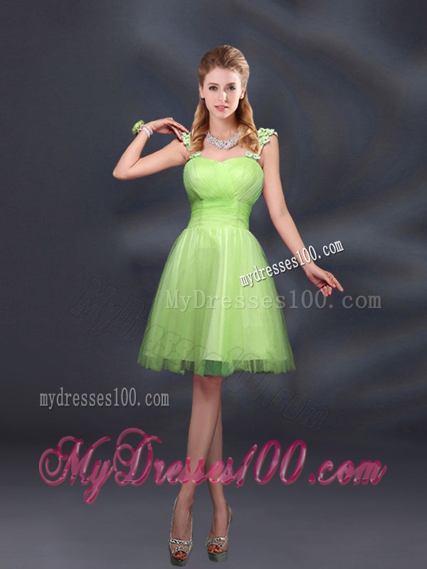 A Line Straps Appliques Bridesmaid Dresses in Lilac