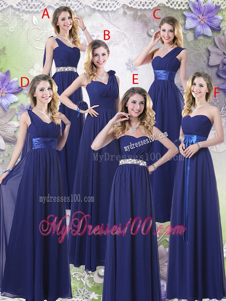 Comfortable One Shoulder Bridesmaid Dresses in Navy Blue