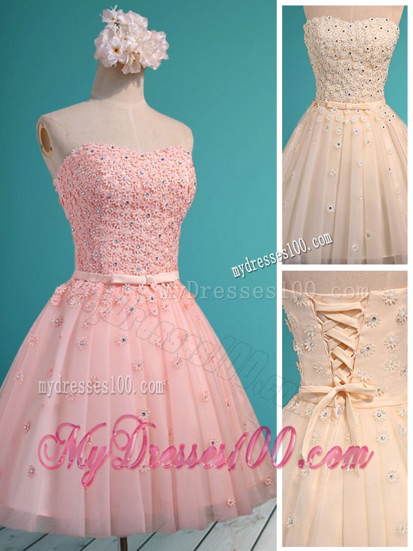 Exquisite Applique and Beaded Sweetheart Bridesmaid Dress in Mini Length